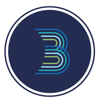 Illustration of two blooming flowers—one pink and one teal—with green stems and leaves.